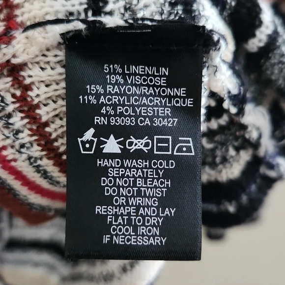 Nic+Zoe | Linen Blend V-neck Lightweight Textured Open Knit Sweater - Size M - Picture 8 of 8